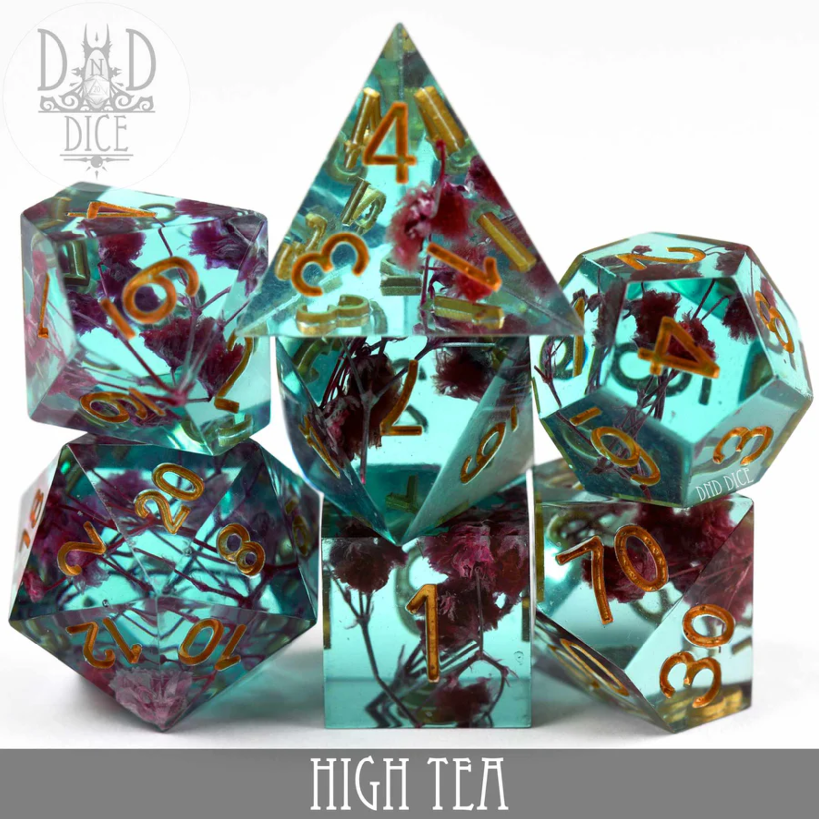 DND Dice DND Dice Handmade High Tea Polyhedral 7 die set