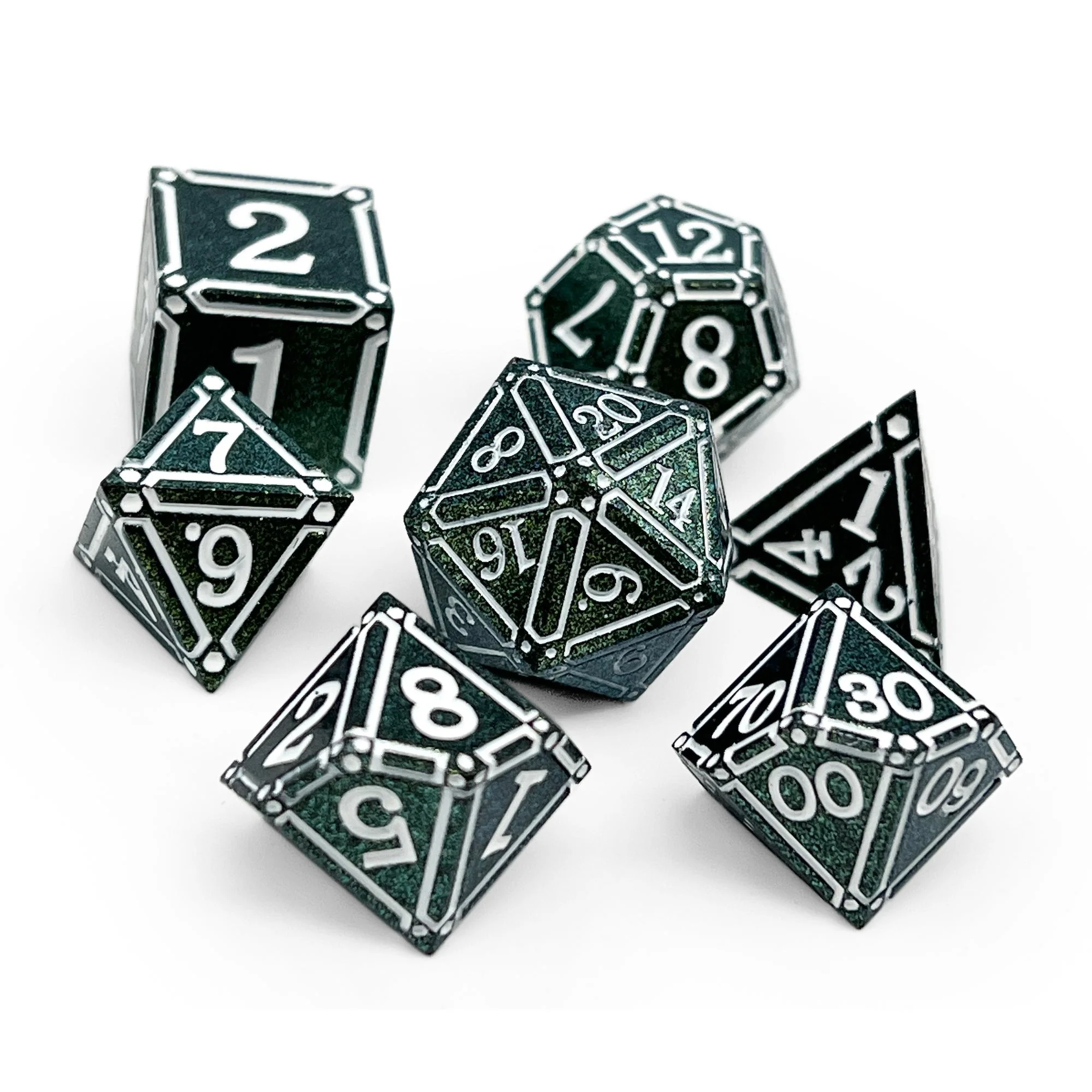 Norse Foundry Ironworks Necromancer Spellbook Alloy Metal Polyhedral 7 die set
