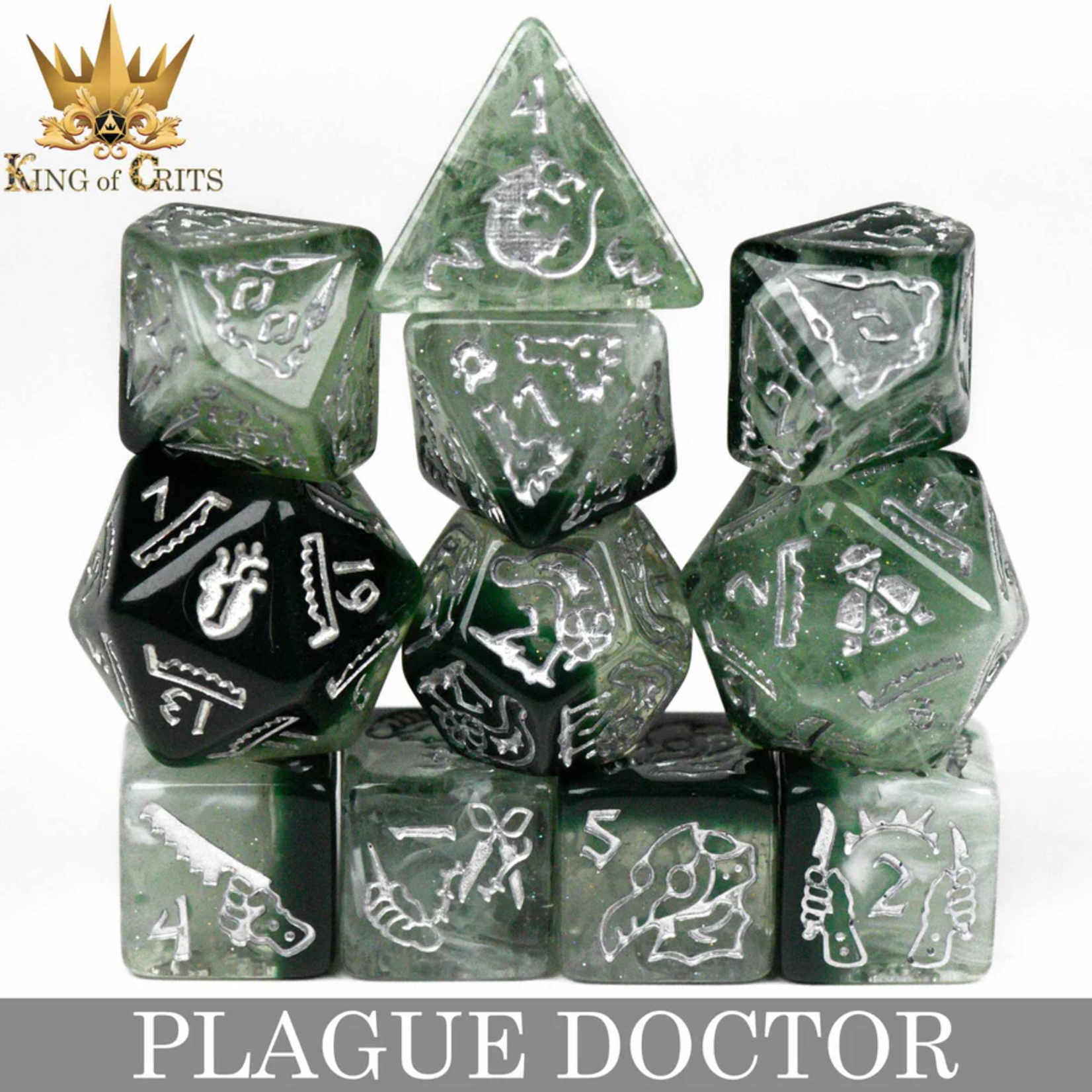 DND Dice DND Dice Plague Doctor Polyhedral 11 die set