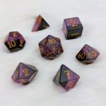 Fennek and Finch Shadow Magic Layered Purple and Black w/ Gold Glitter Polyhedral 7 die set