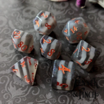 Fennek and Finch Black and White Stripe Polyhedral 7 die set