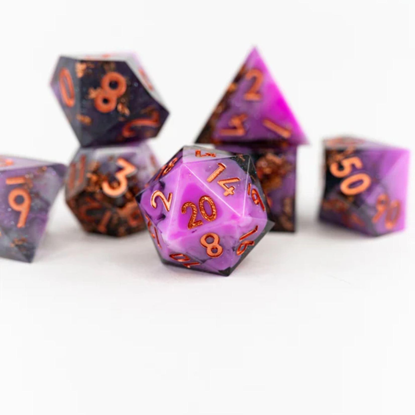 Ember Glow Ember Glow Sharp Edge Riddlemaster Polyhedral 7 die set