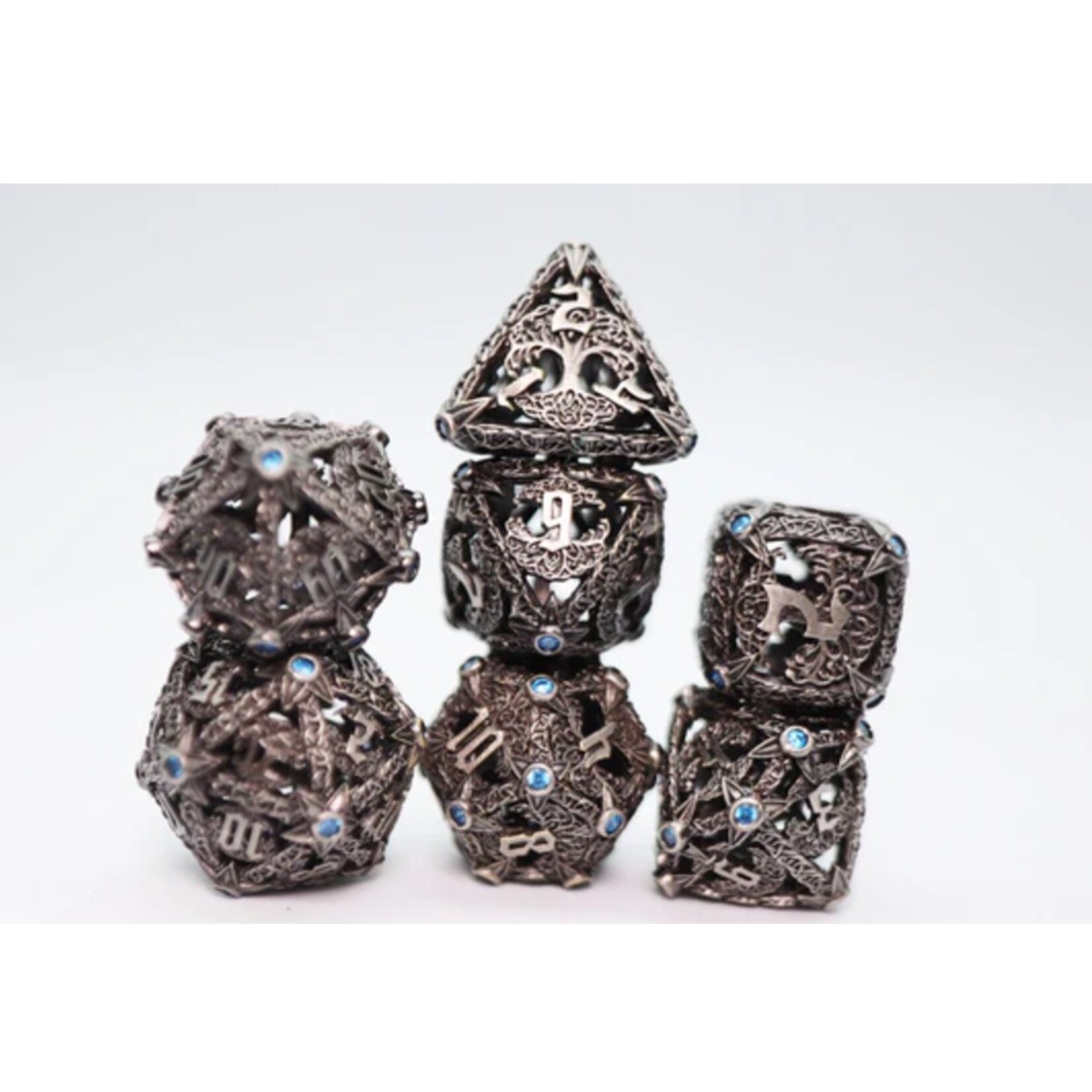 Foam Brain Games Trees of Virtue Tree of Perseverence Hollow Metal RPG dice 7 die set