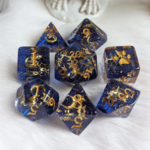 Fennek and Finch Moon and Stars Glittering Night Sky Polyhedral 8 die set