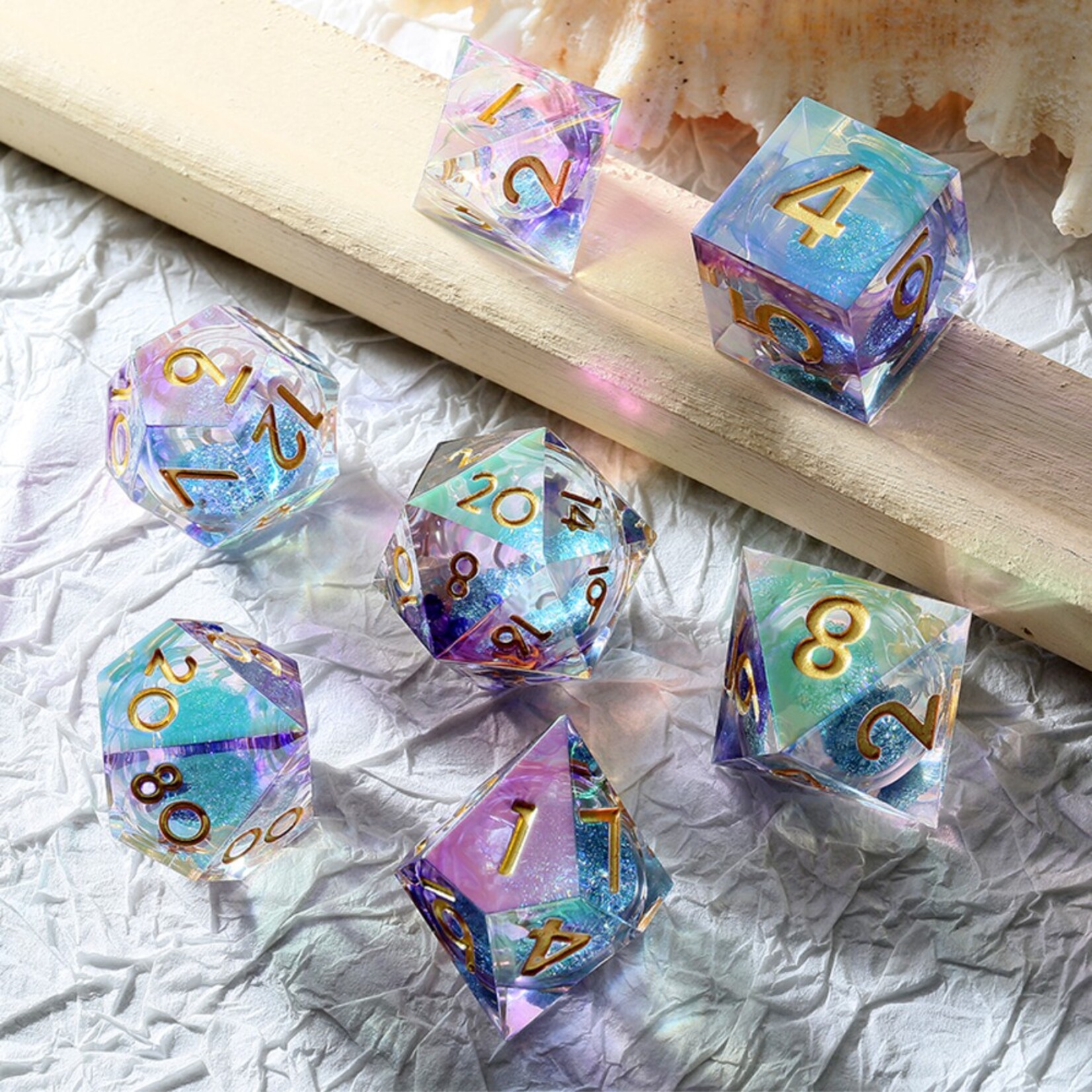 Dice Habit Dice Habit Sharp Edge Chromatic Astrology Polyhedral 7 die set