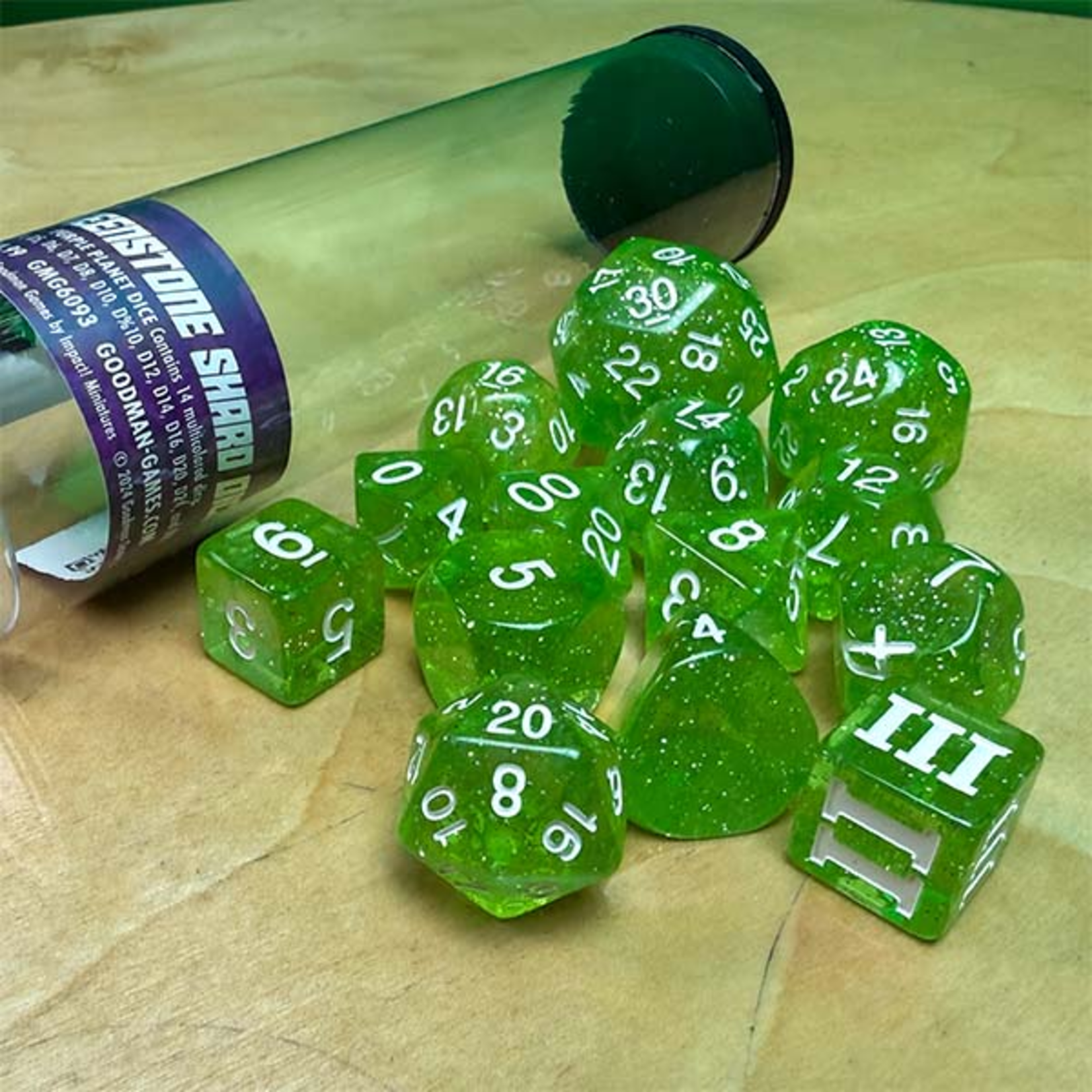 Goodman Games Dungeon Crawl Classics Greenstone Shards Dice Polyhedral 14 die set