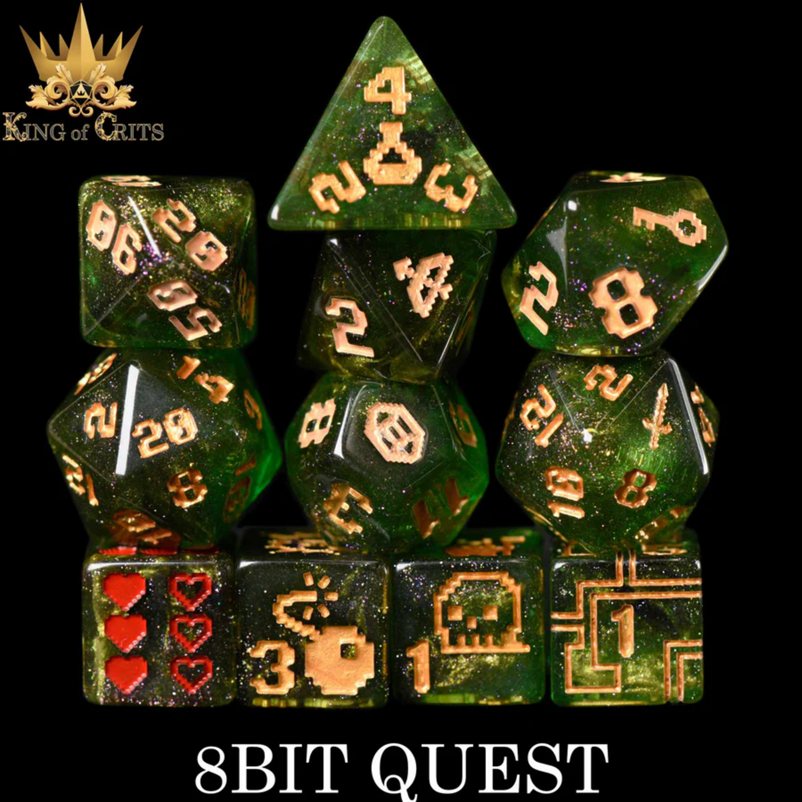 DND Dice DND Dice 8Bit Quest Polyhedral 11 die set