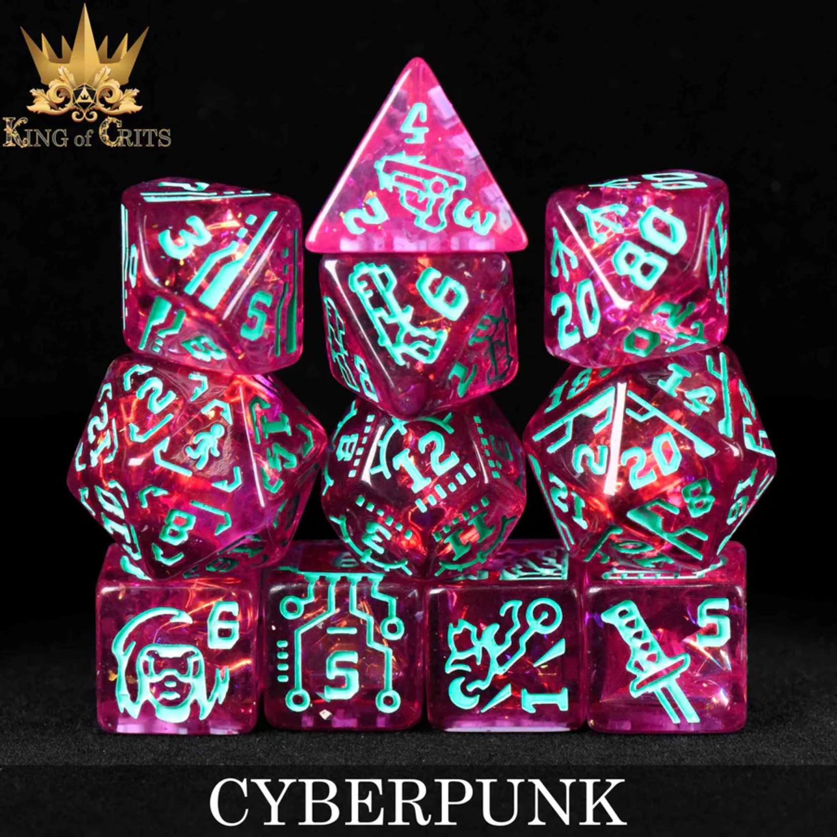 DND Dice DND Dice Cyberpunk Polyhedral 11 die set