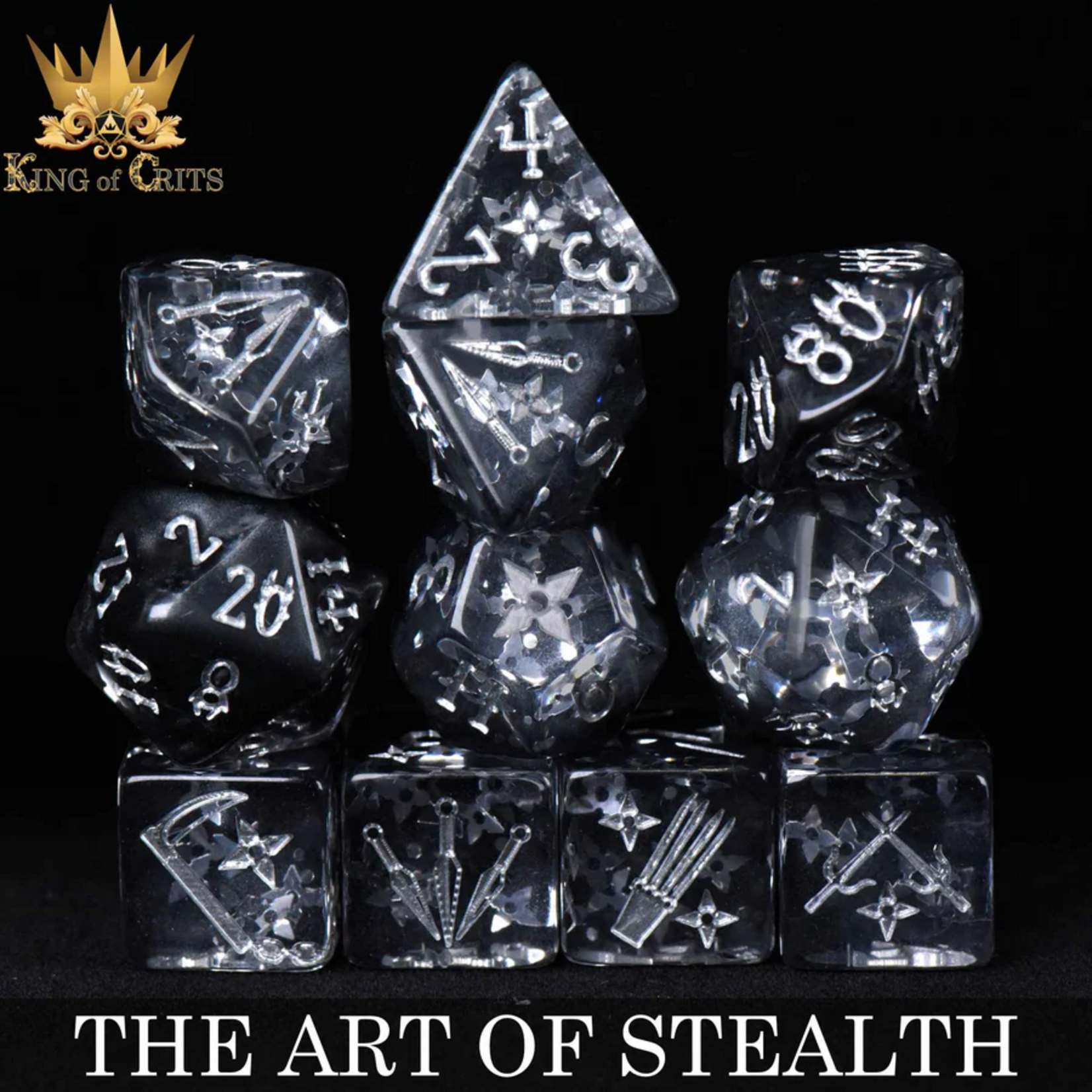 DND Dice DND Dice The Art of Stealth Polyhedral 11 die set