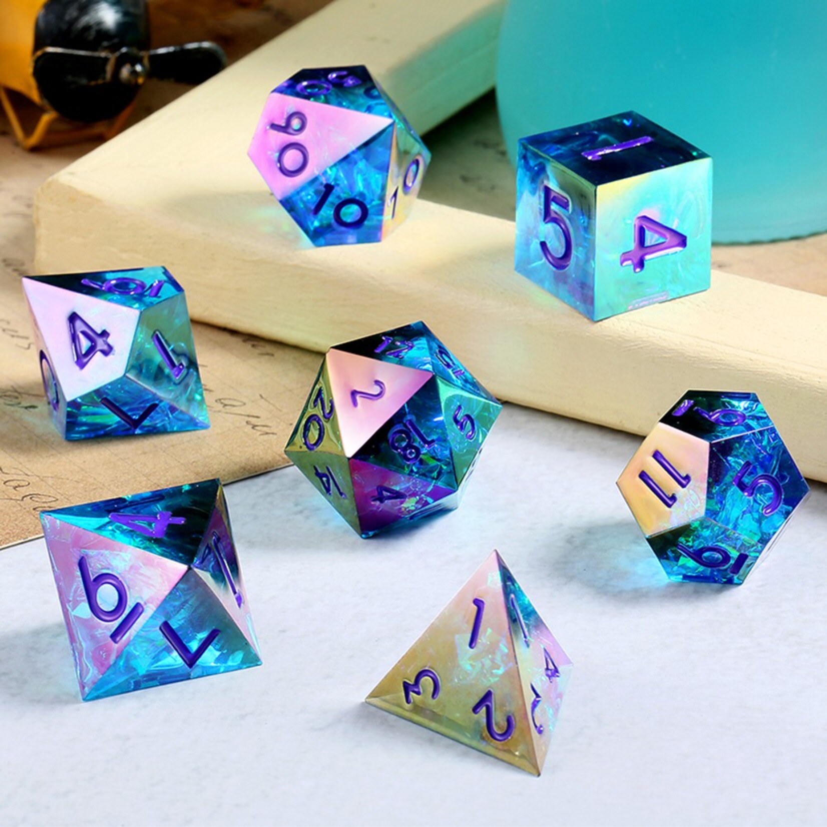 Dice Habit Dice Habit Sharp Edge Chromatic Abyss Polyhedral 7 die set