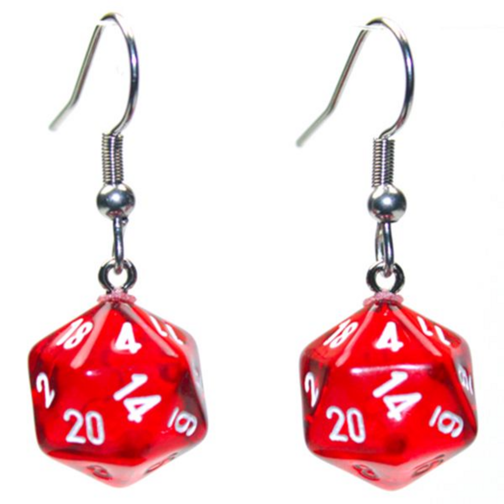 Chessex Hook Earrings mini d20 Translucent Red
