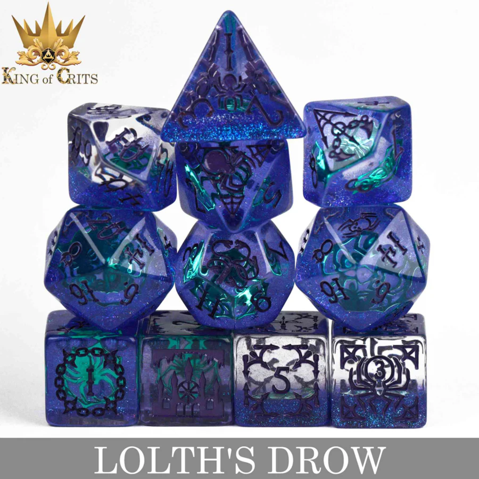 DND Dice DND Dice Lolth's Drow Polyhedral 11 die set