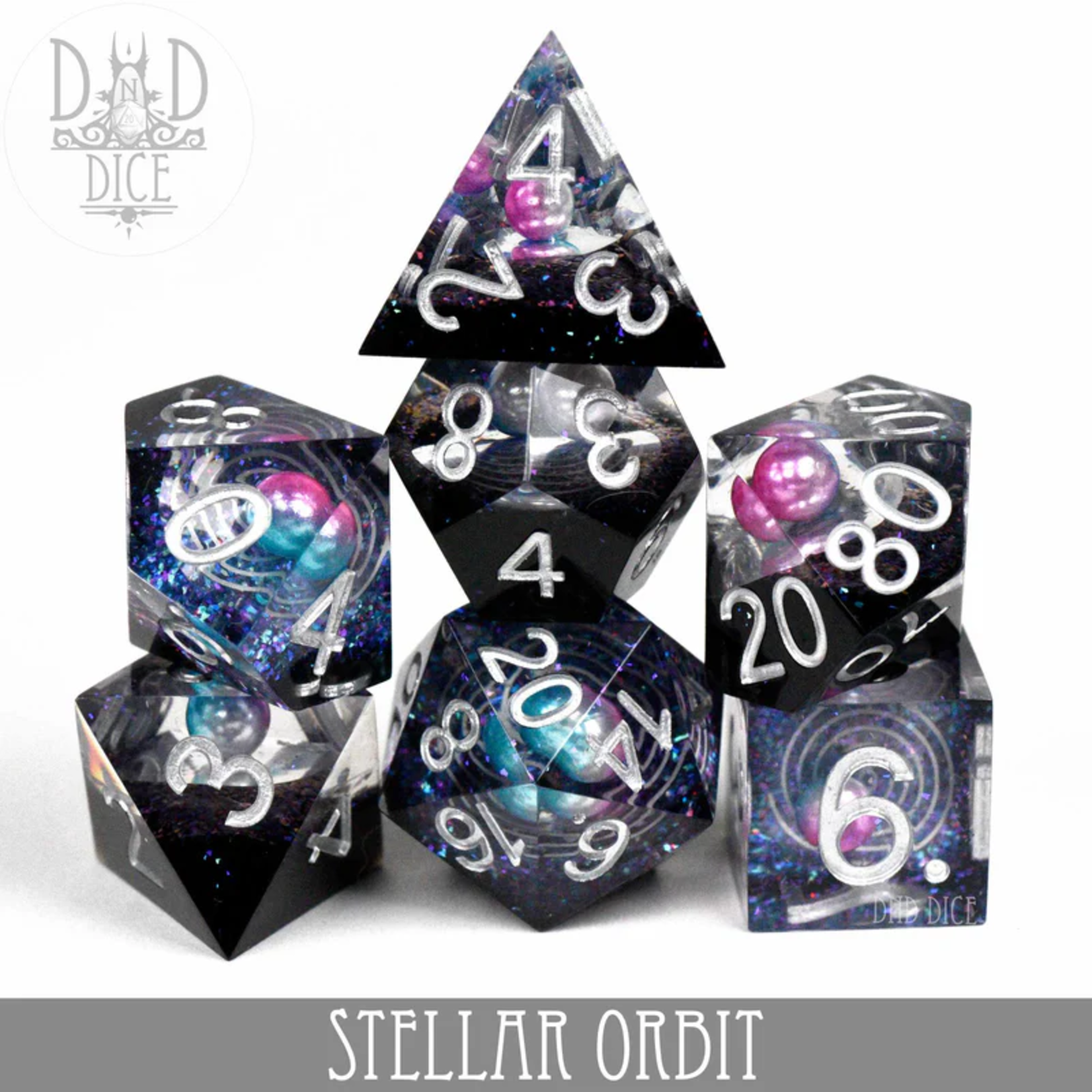 DND Dice DND Dice Handmade Stellar Orbit Polyhedral 7 die set