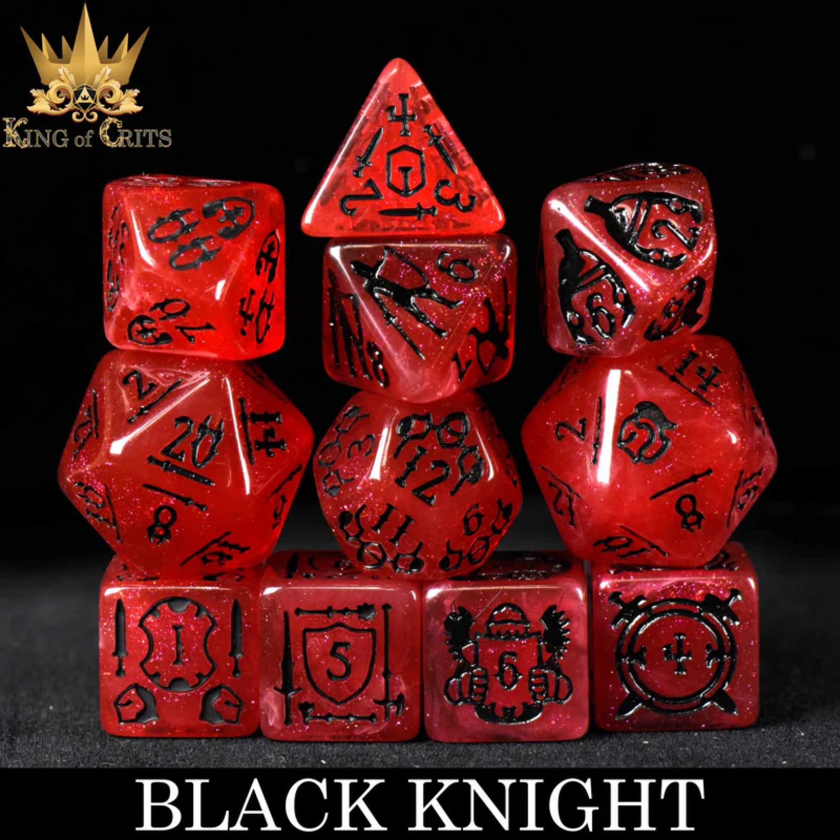 DND Dice DND Dice Black Knight Polyhedral 11 die set