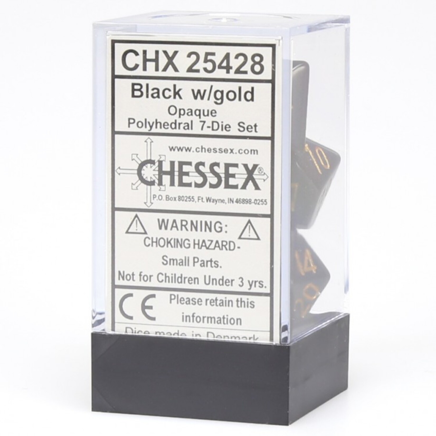 Chessex Chessex Opaque Black with Gold Polyhedral 7 die set