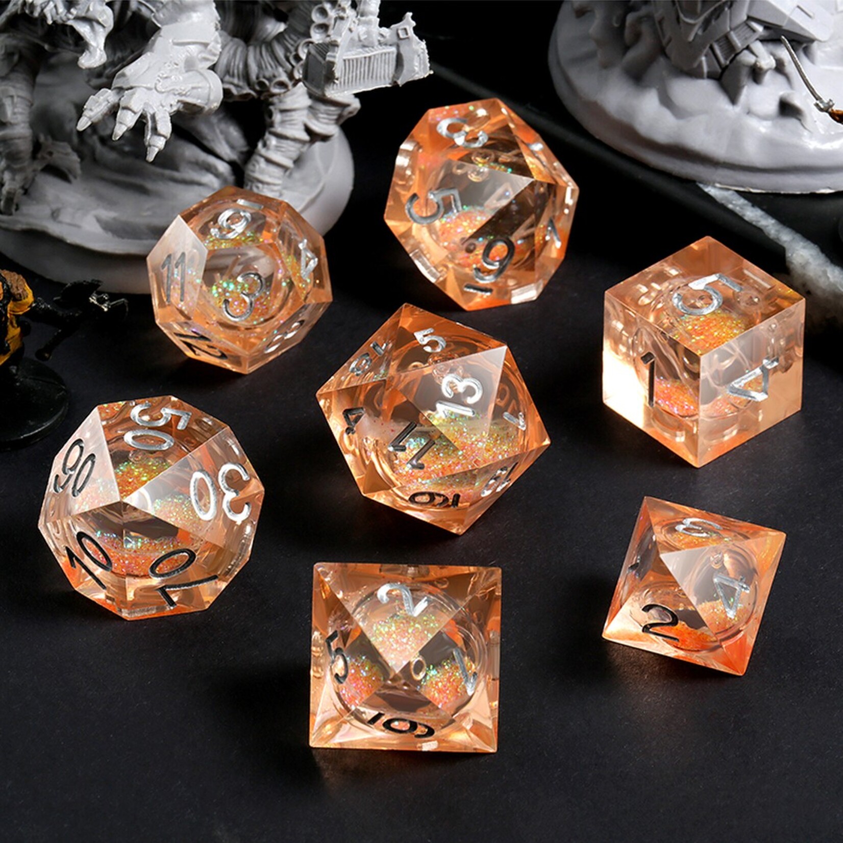 Dice Habit Dice Habit Liquid Core Peach Polyhedral 7 Die Set