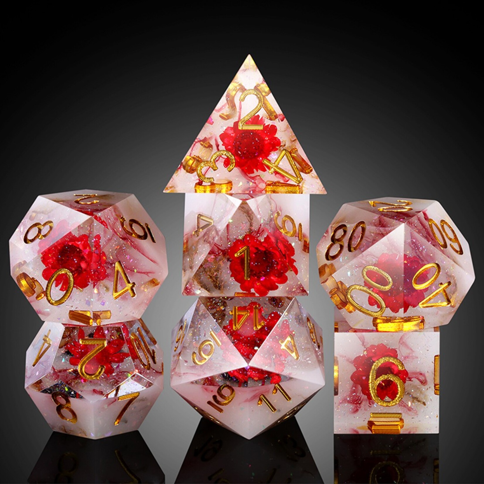 Dice Habit Dice Habit Sharp Edge Romance Polyhedral 7 Die Set