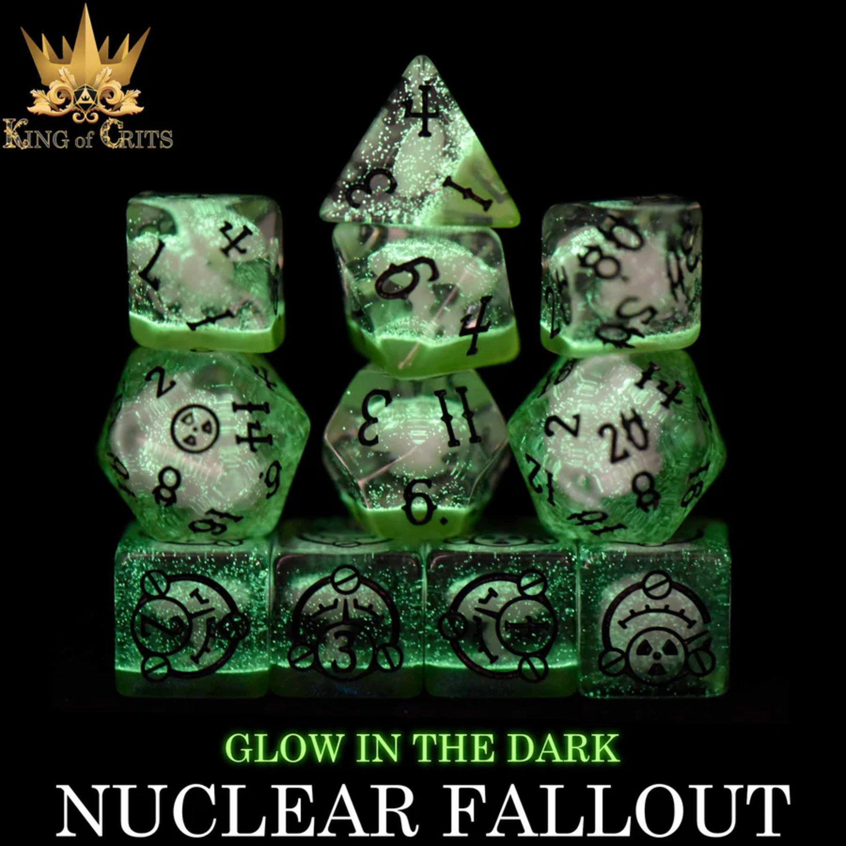 DND Dice DND Dice Glow Nuclear Fallout Polyhedral 11 die set