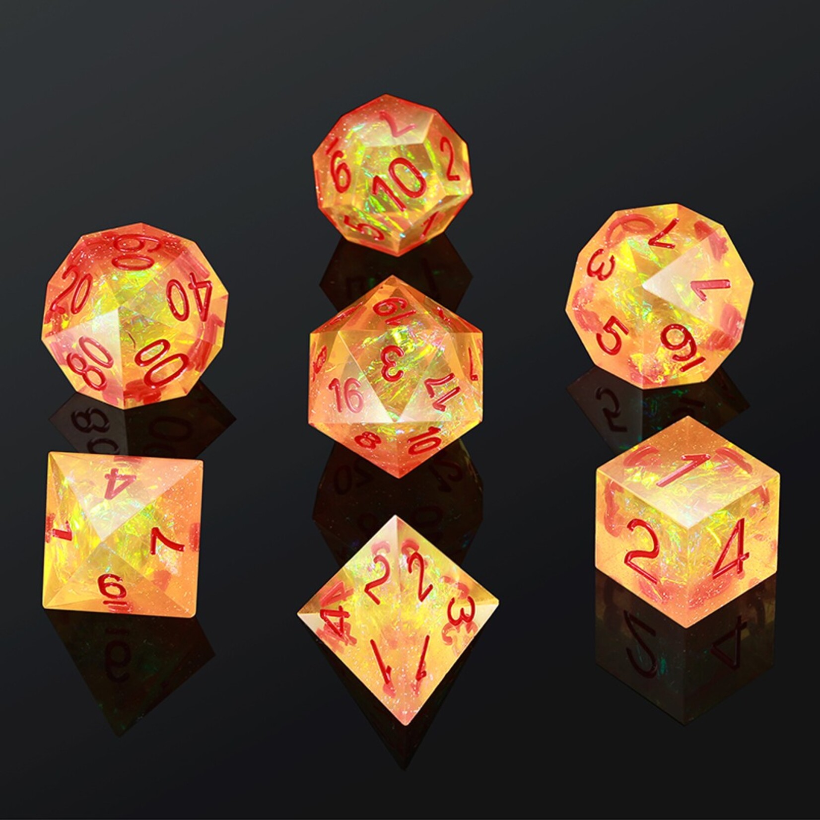 Dice Habit Dice Habit Sharp Edge Sunset Polyhedral 7 die set