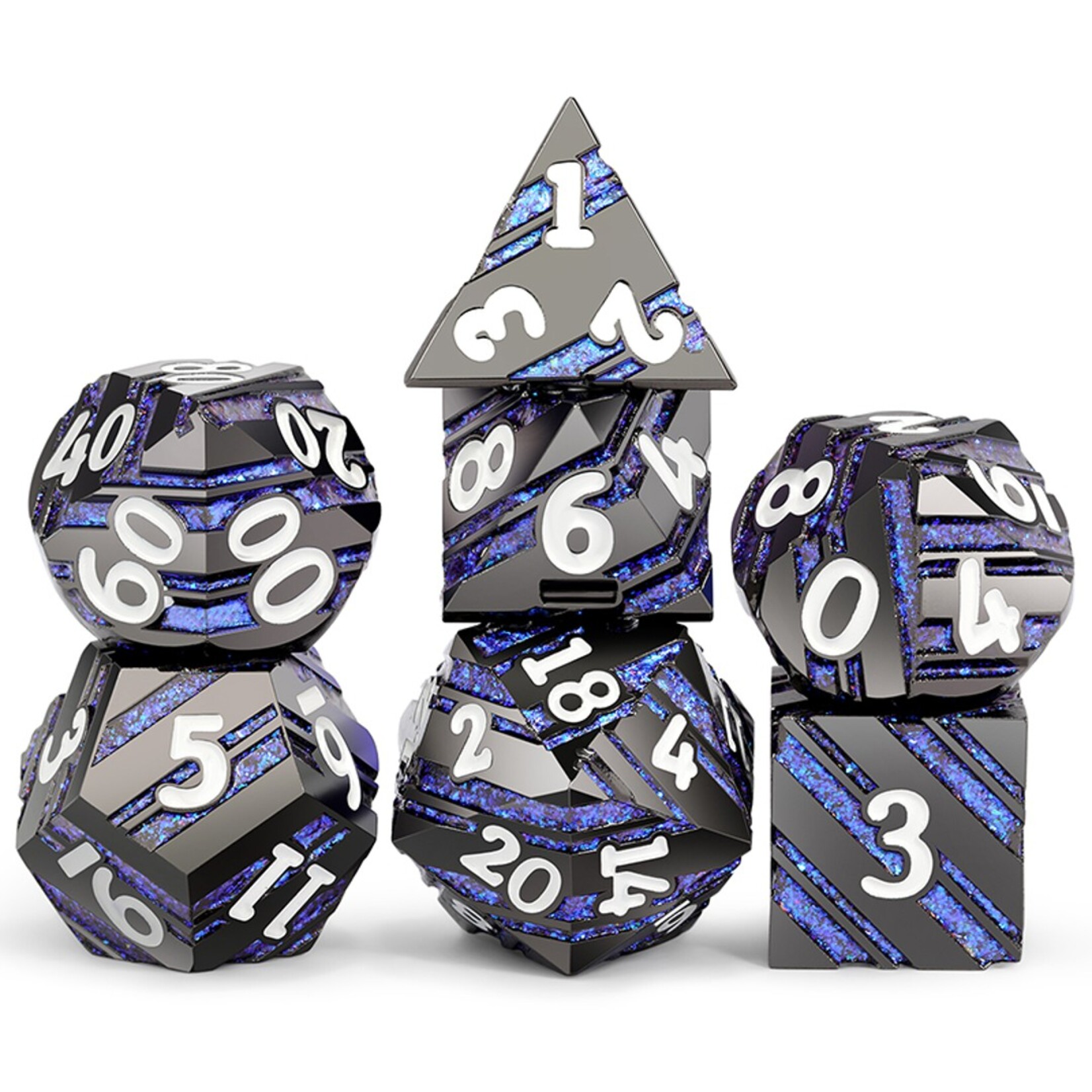 Dice Habit Dice Habit Stripe Dice Stargate Metal Enamel Polyhedral 7 die set