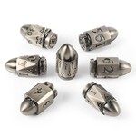 Dice Habit Dice Habit Bullet Silver Metal and Enamel Polyhedral 7 die set