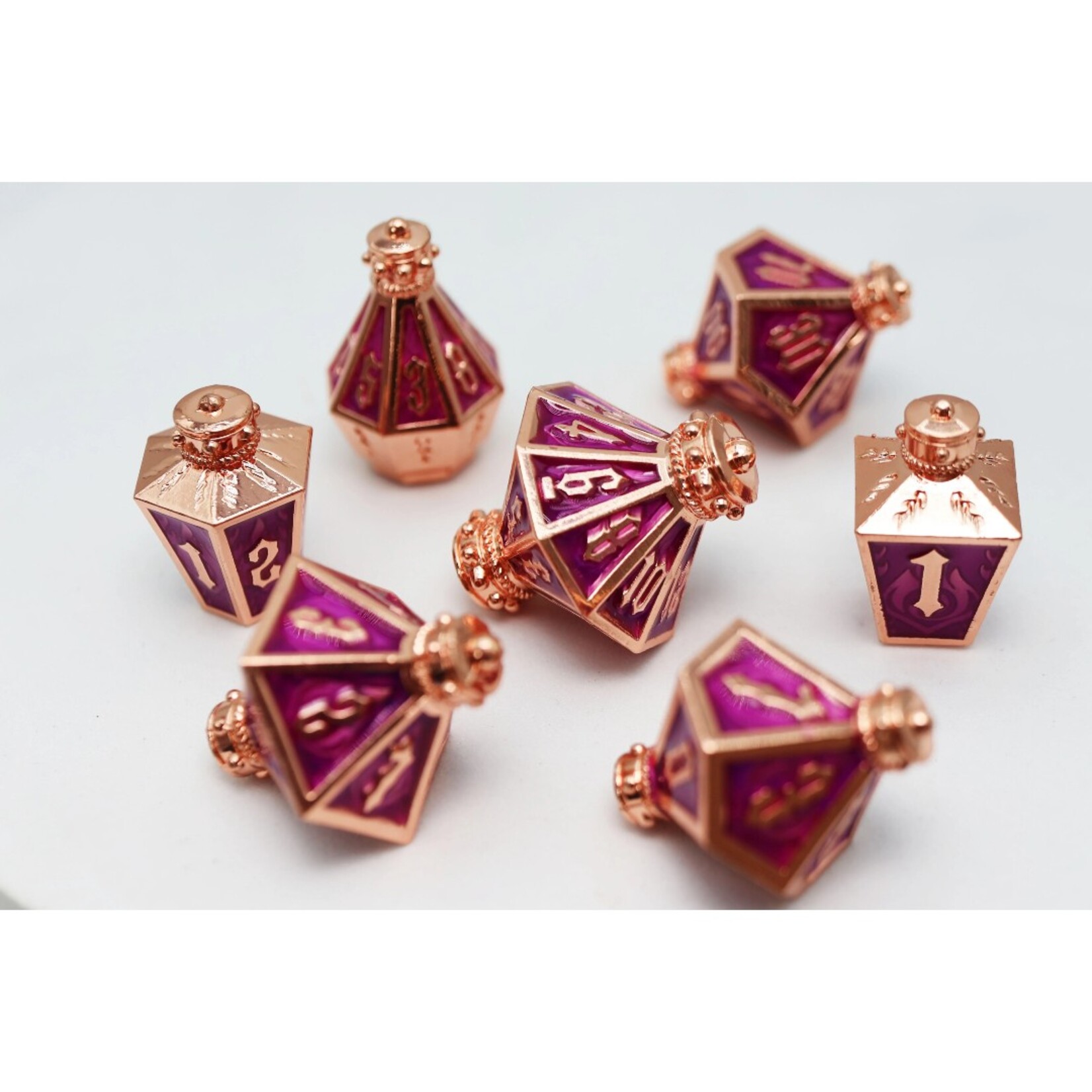 Foam Brain Games Moonlit Lantern Coppered Voidfire Metal RPG dice 7 die set