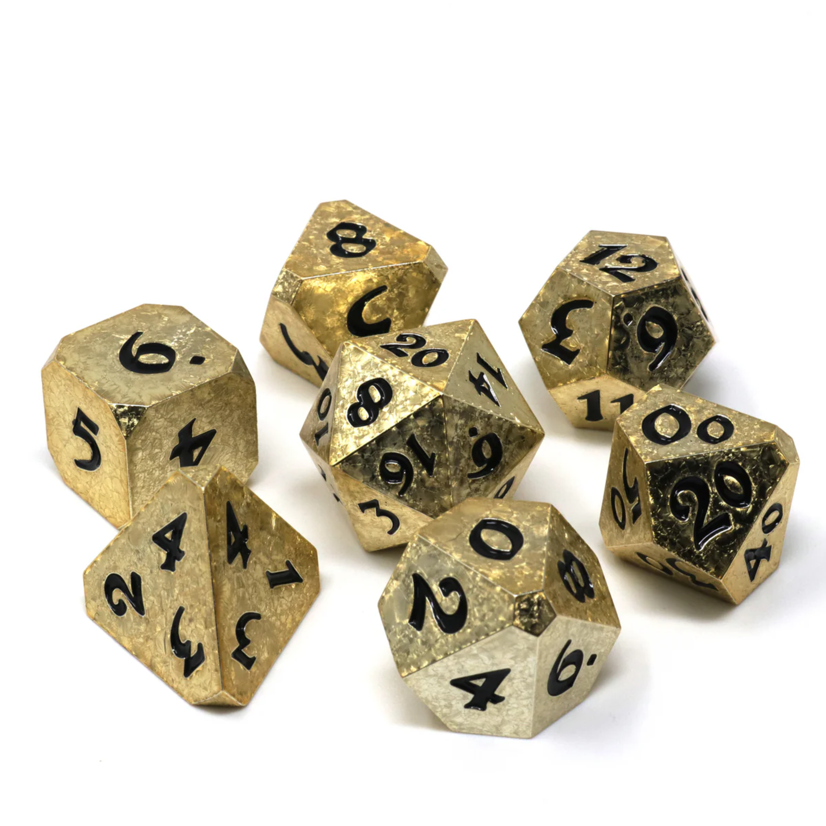 Die Hard Dice Die Hard Sunshard Gold w/ Black RPG Polyhedral 7 die set