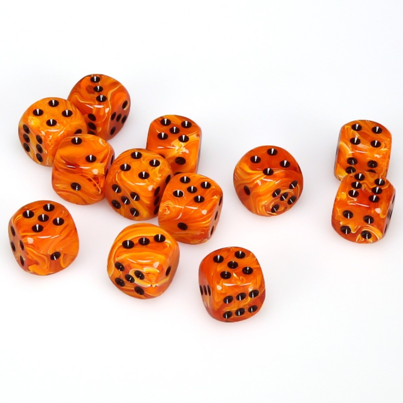 Chessex Chessex Vortex Orange with Black 16 mm d6 12 die set