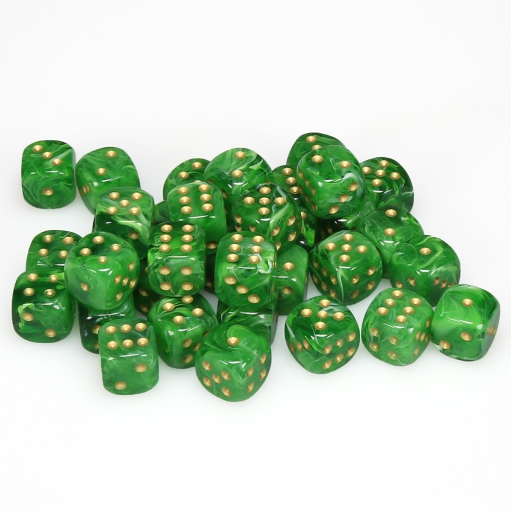 Chessex Chessex Vortex Green with gold with Black 12 mm d6 36 die set
