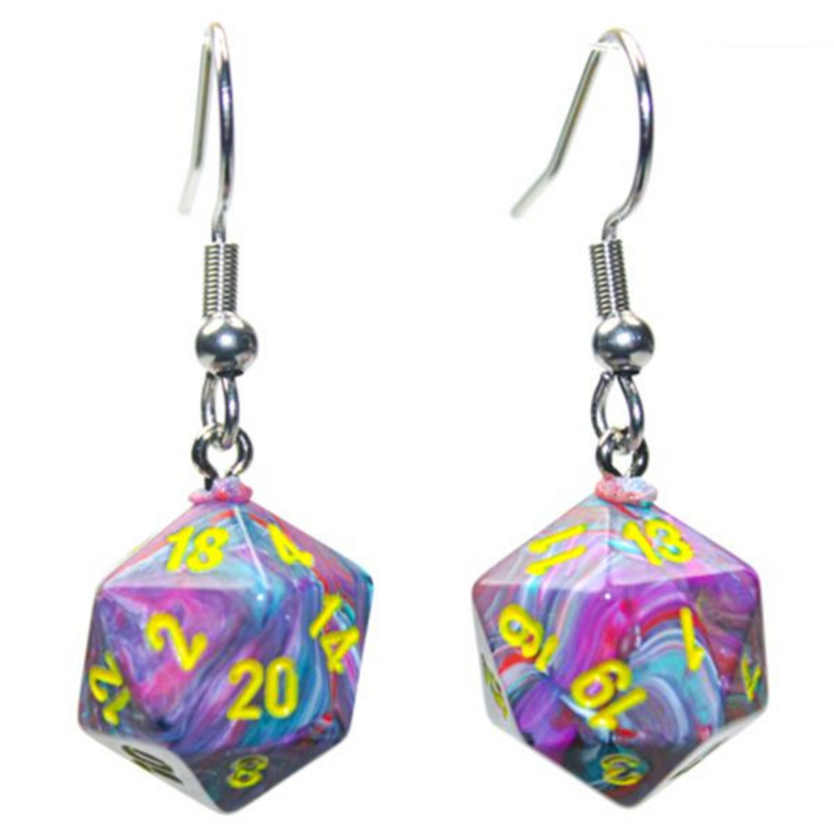Chessex Hook Earrings mini d20 Festive Mosaic