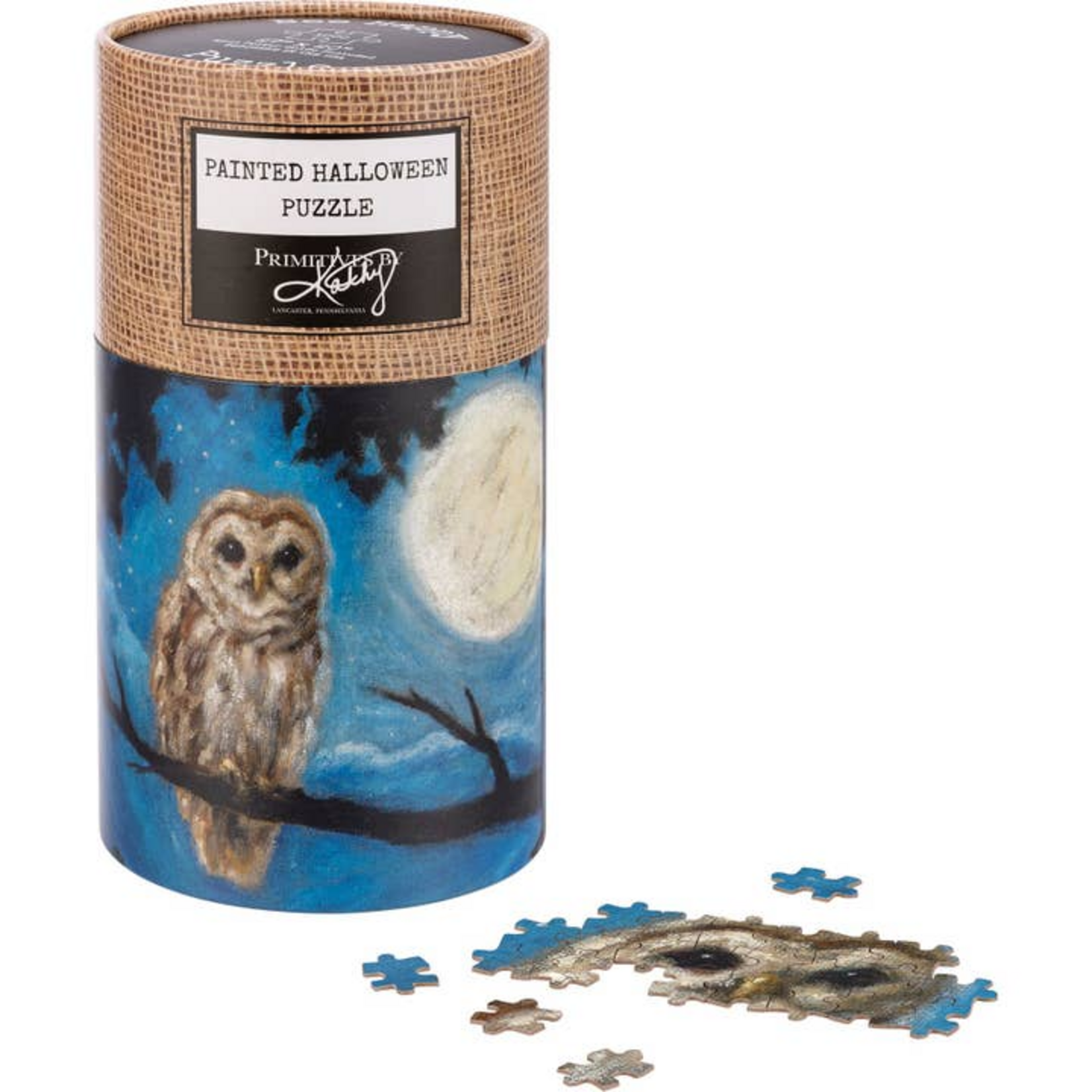 Primitives by Kathy 1000 pc Puzzle Painted Halloween Puzzle Owl