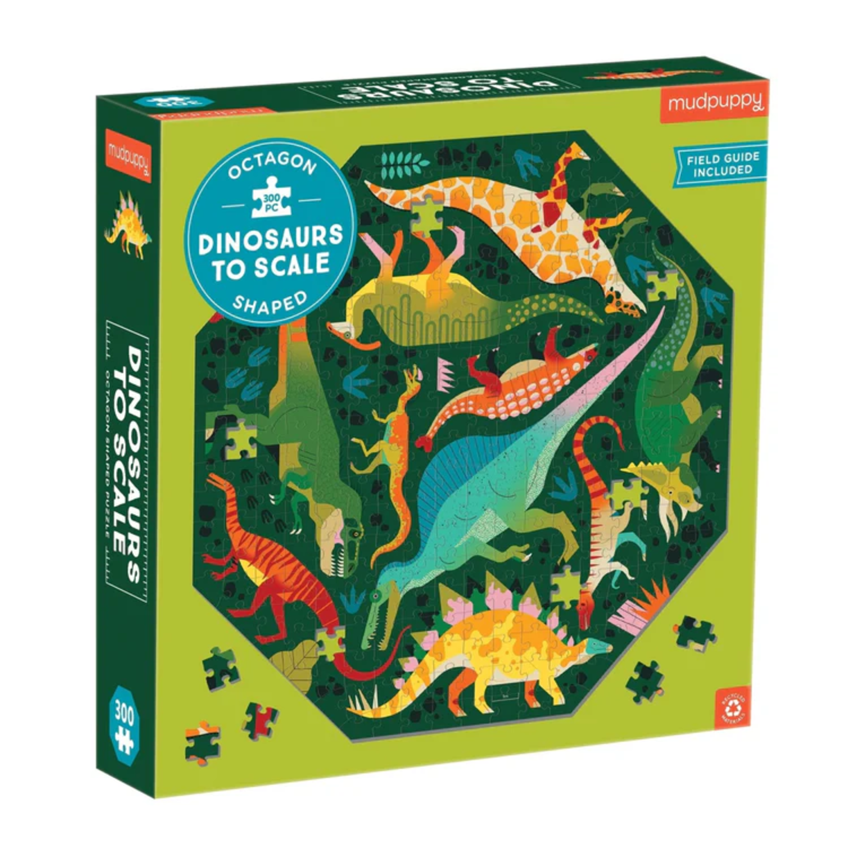Mudpuppy 300 pc Shaped Puzzle Dinosaurs to Scale Octagon