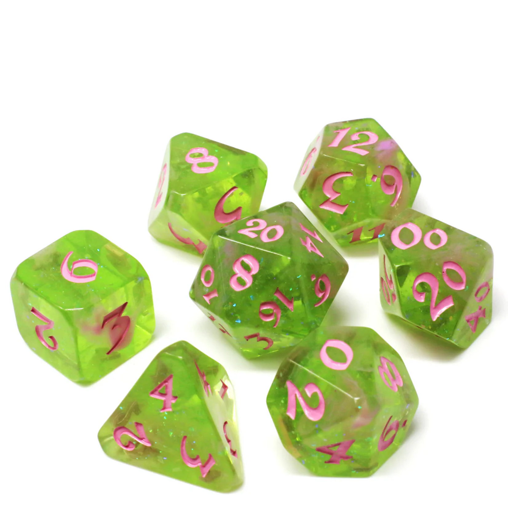 Die Hard Dice Die Hard Spring Court Translucent Green w/ Pink RPG 7 die set