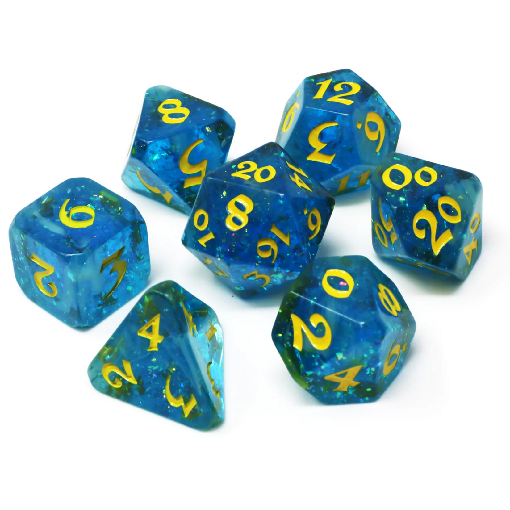 Die Hard Dice Die Hard Summer Court Blue w/ Yellow RPG 7 die set