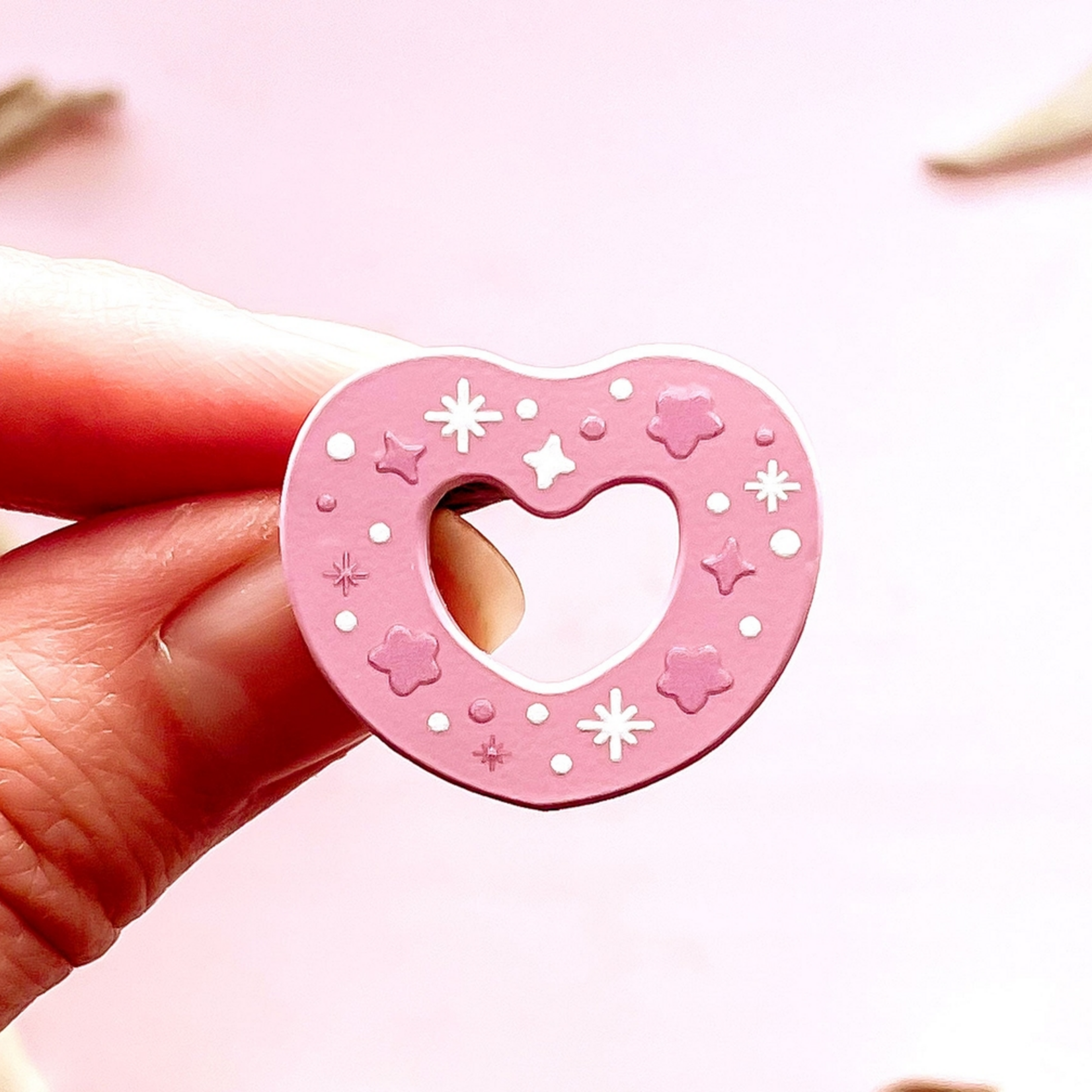Alum and Ink Frosted Heart Cookie Painted Enamel Pin