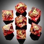 Dice Habit Dice Habit Sharp Edge Rings Red Polyhedral 7 die set
