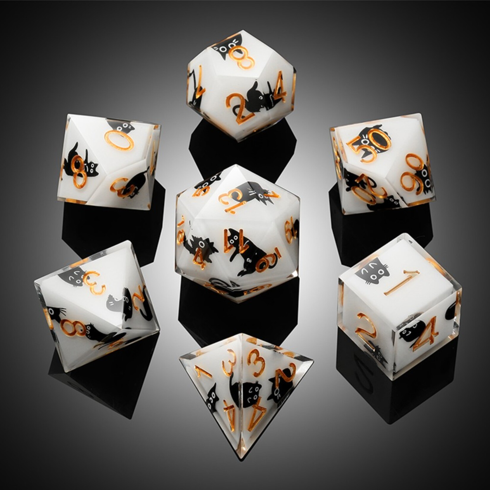 Dice Habit Dice Habit Sharp Edge Playful Kitty Polyhedral 7 die set