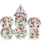 Dice Habit Dice Habit Sakura Fragrant Orange and White Metal and Enamel Polyhedral 7 die set