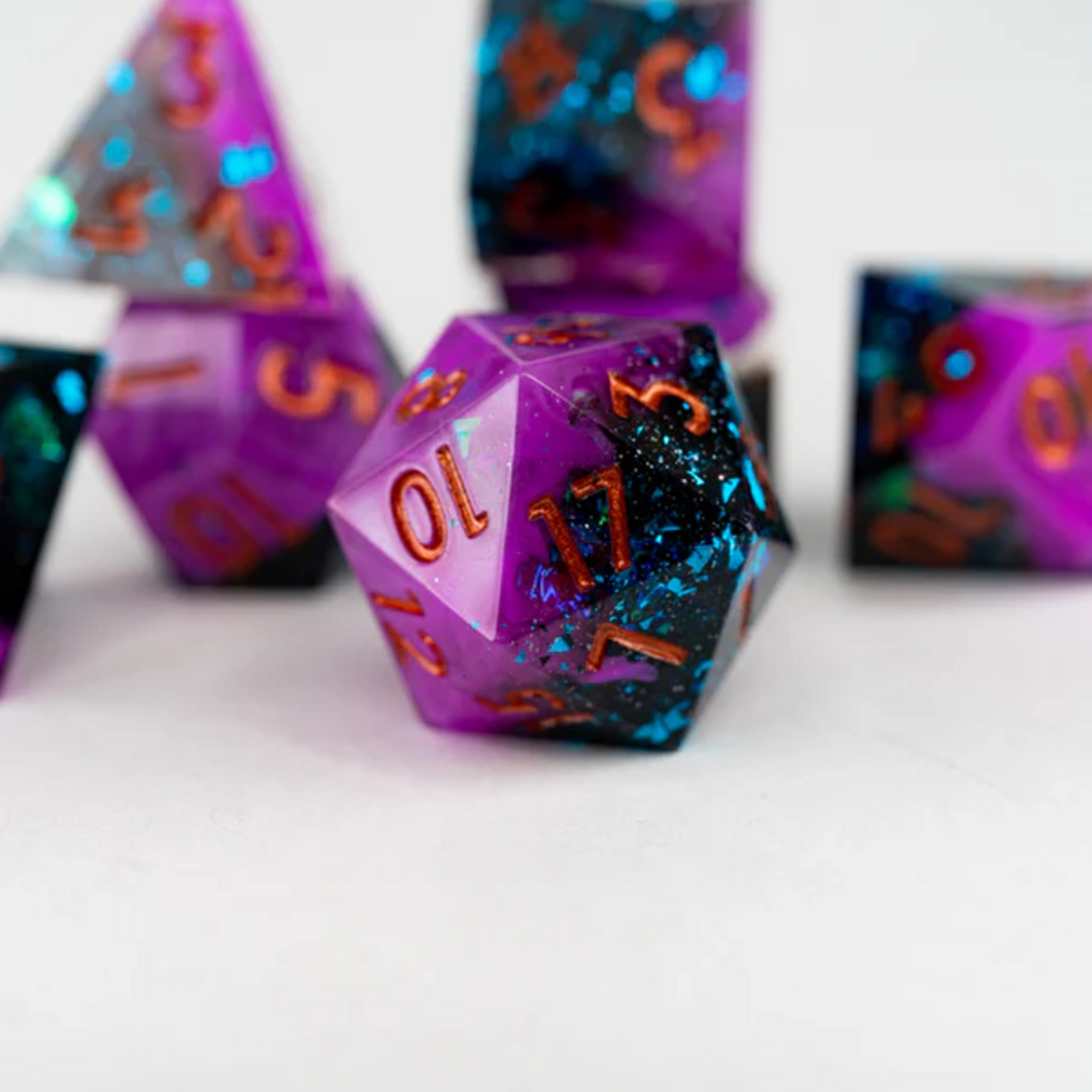 Ember Glow Ember Glow Sharp Edge Moonbrush Call Polyhedral 7 die set