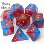 Fennek and Finch Tiefling Boudoir Rainbow Layered Polyhedral 8 die set