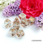 Fennek and Finch Arcanist's Magic Aura Clear Glitter Polyhedral 8 die set