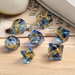 Dice Habit Dice Habit Sharp Edge Rings Blue Polyhedral 7 die set