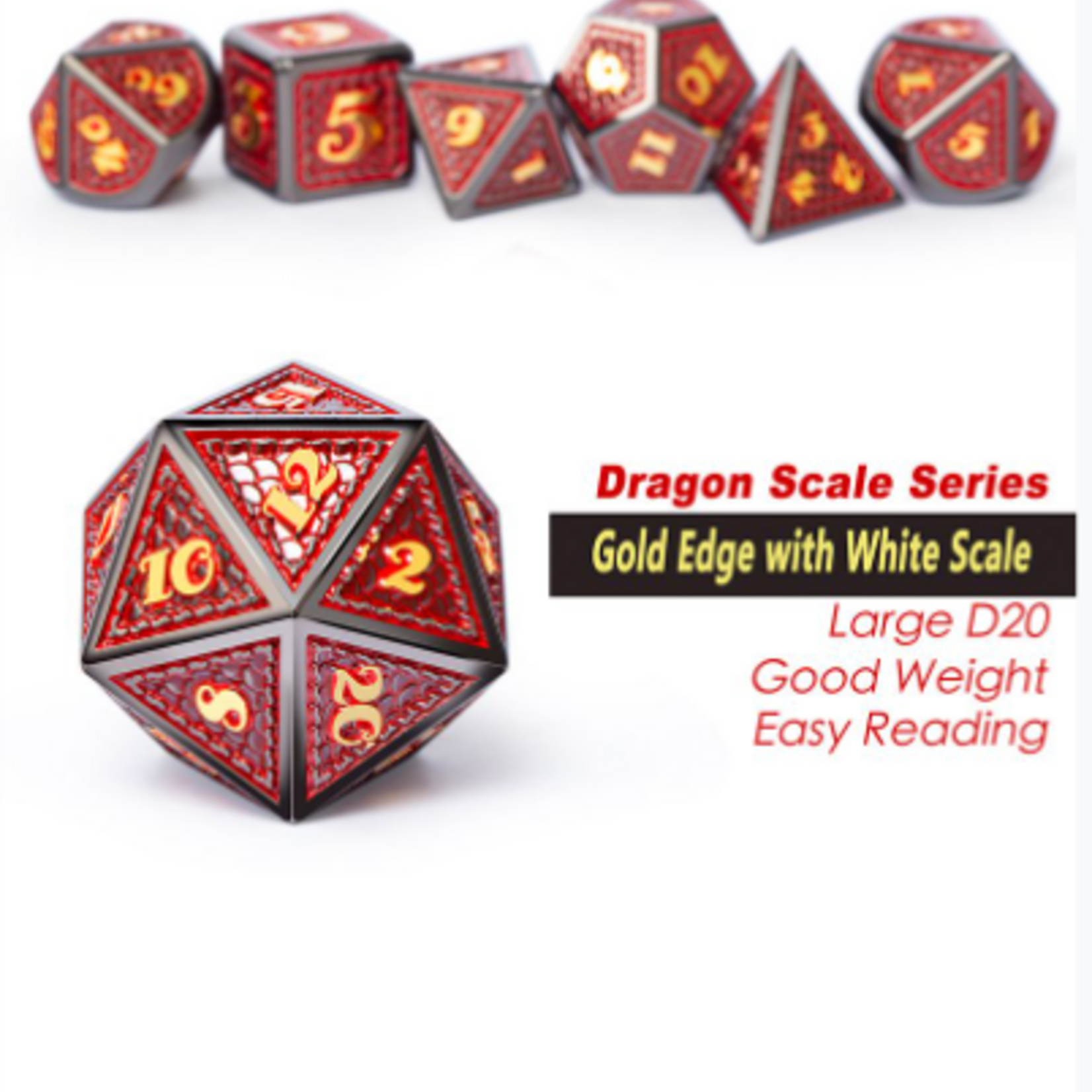 Dice Habit Dice Habit Spellbound Red with Gold Metal Polyhedral 7 die set