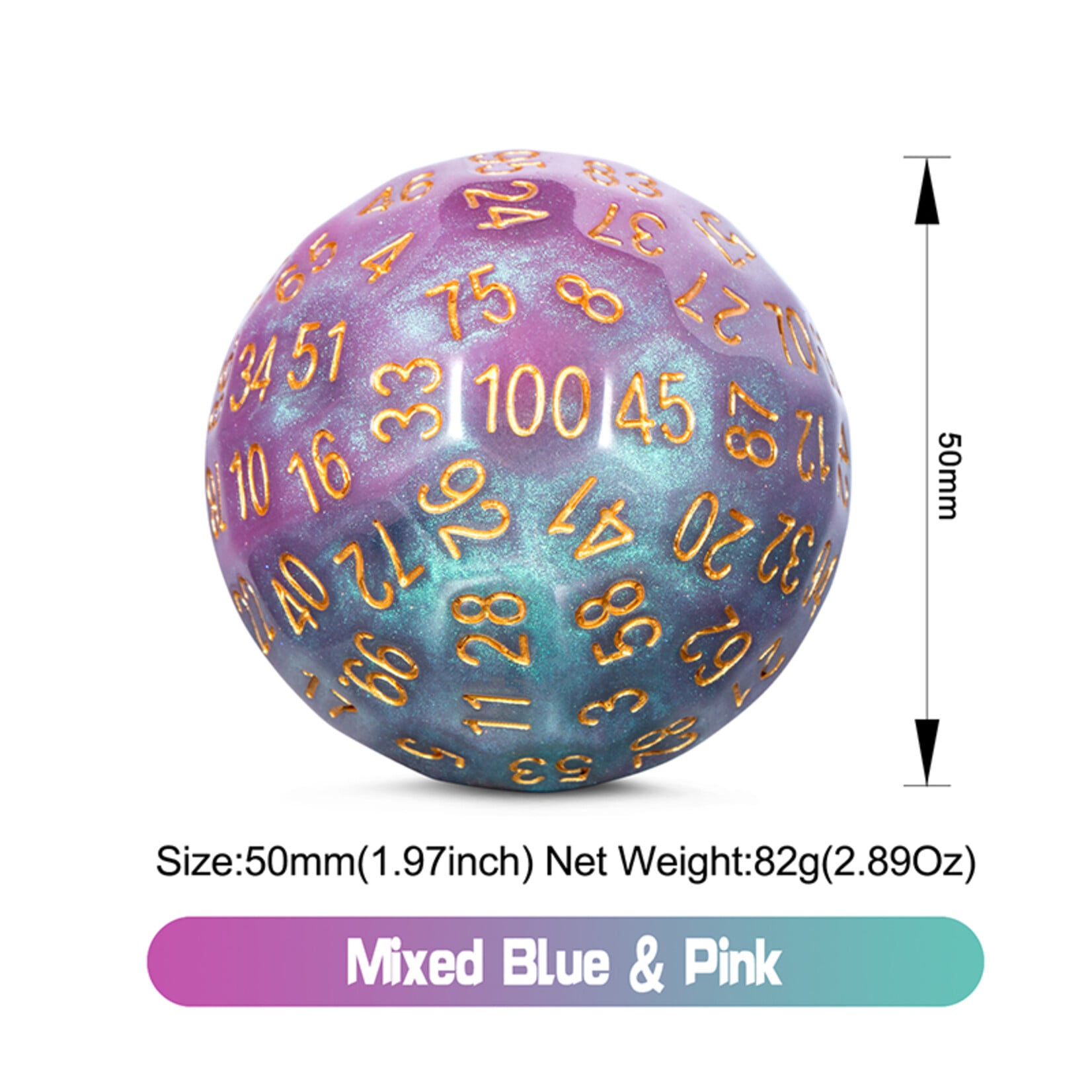 Dice Habit Dice Habit d100 Trout Blue and Pink