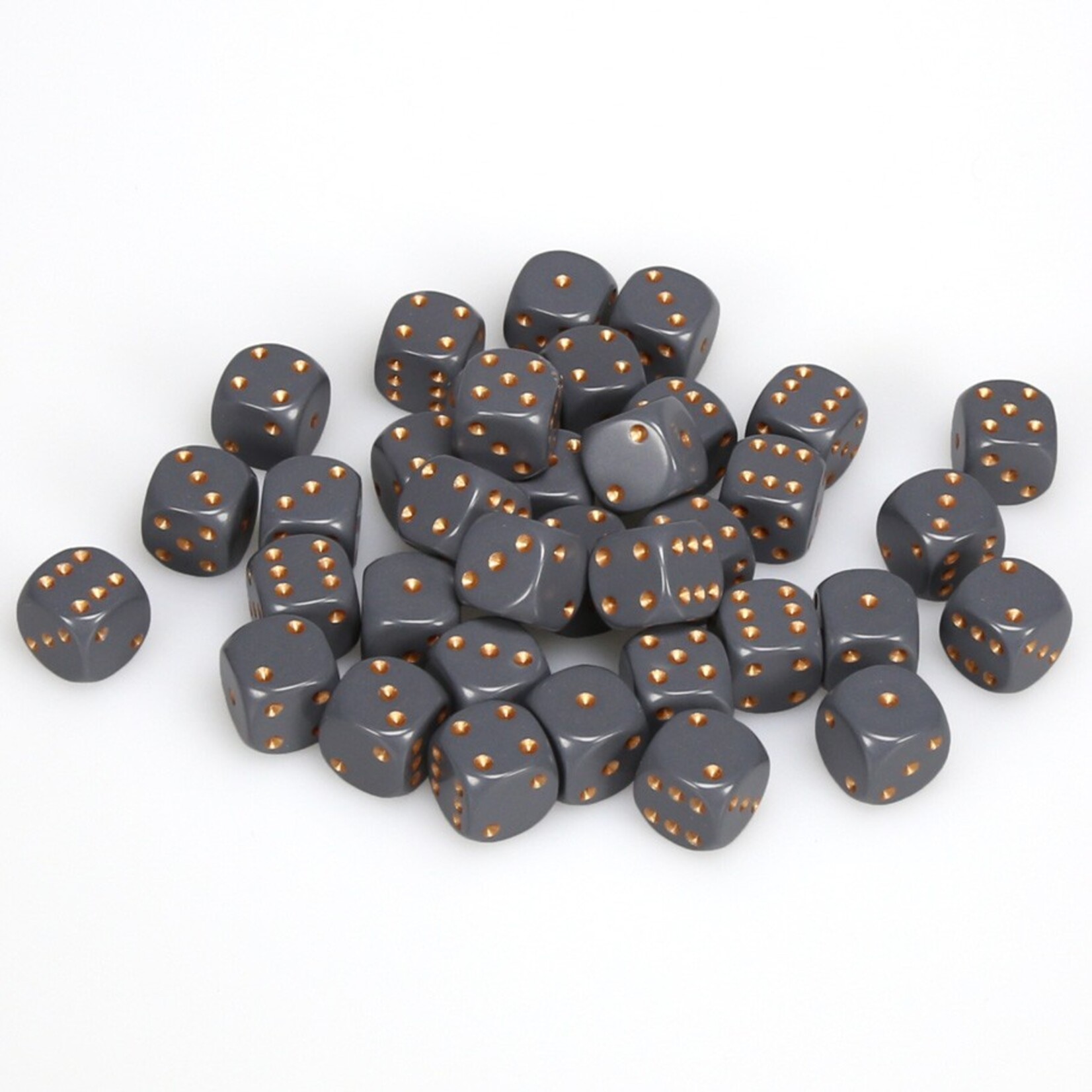 Chessex Chessex Opaque Dark Grey with Copper 12 mm d6 36 die set