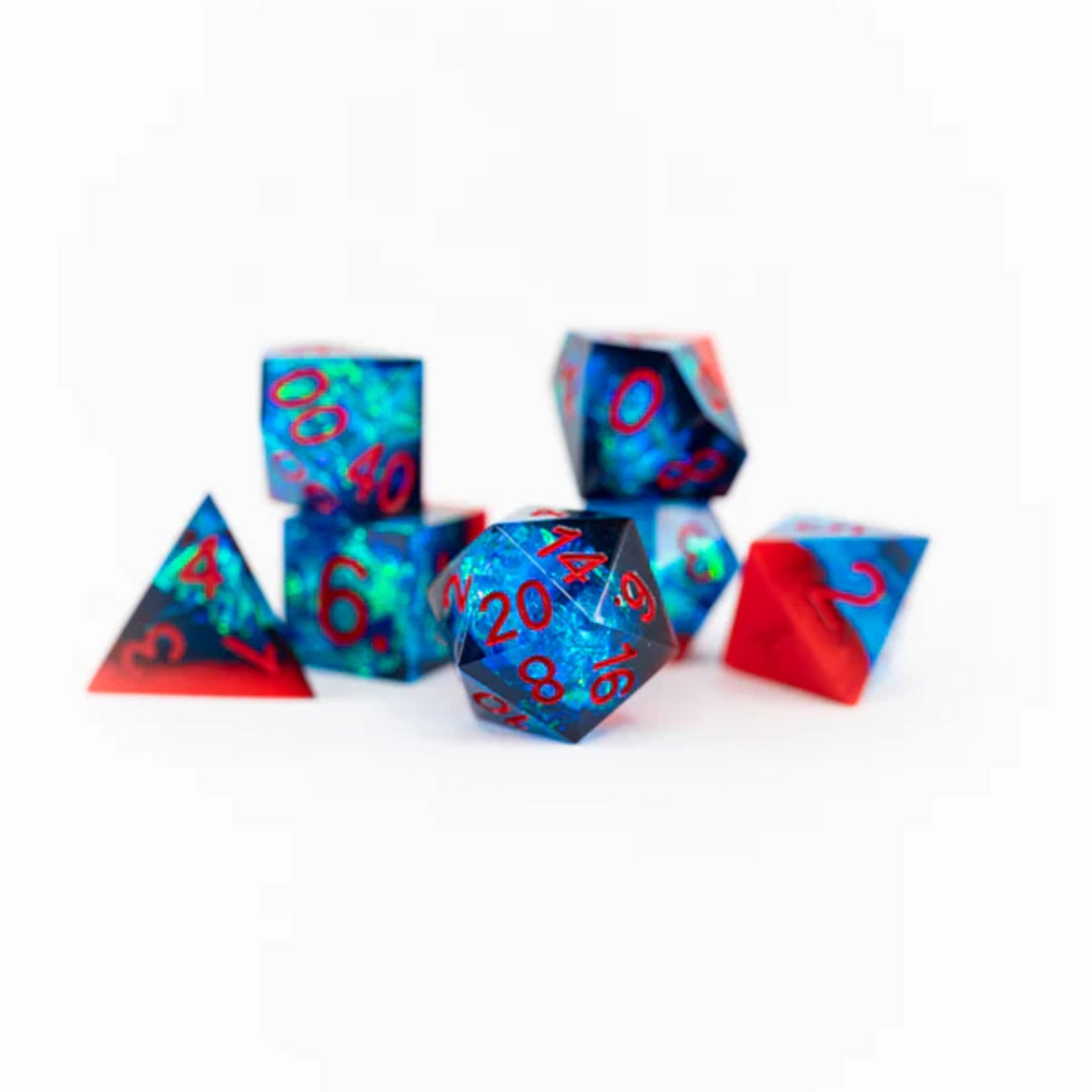 Ember Glow Ember Glow Sharp Edge Ice and Fire Polyhedral 7 die set