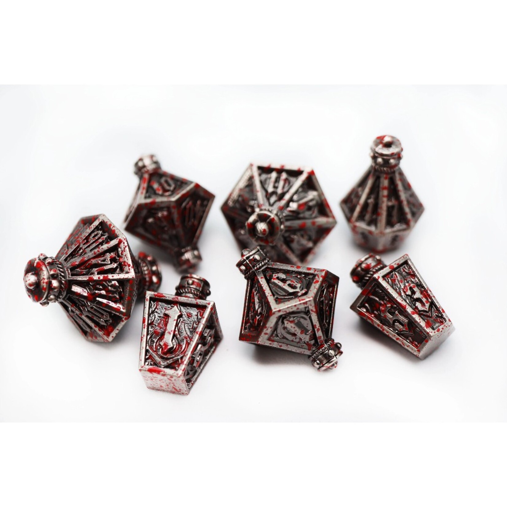 Foam Brain Games Moonlit Lantern Blood Splatter Metal RPG dice 7 die set