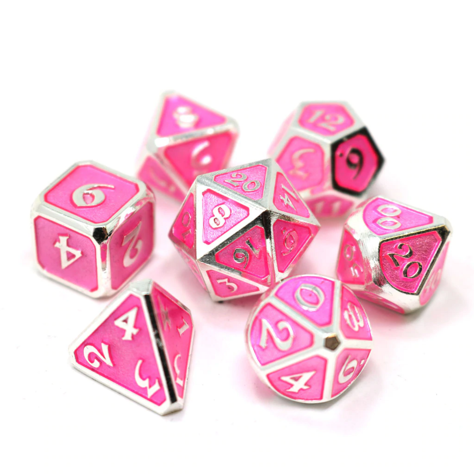 Die Hard Dice Die Hard Mythica Pink Sapphire with Platinum Metal Polyhedral 7 die set