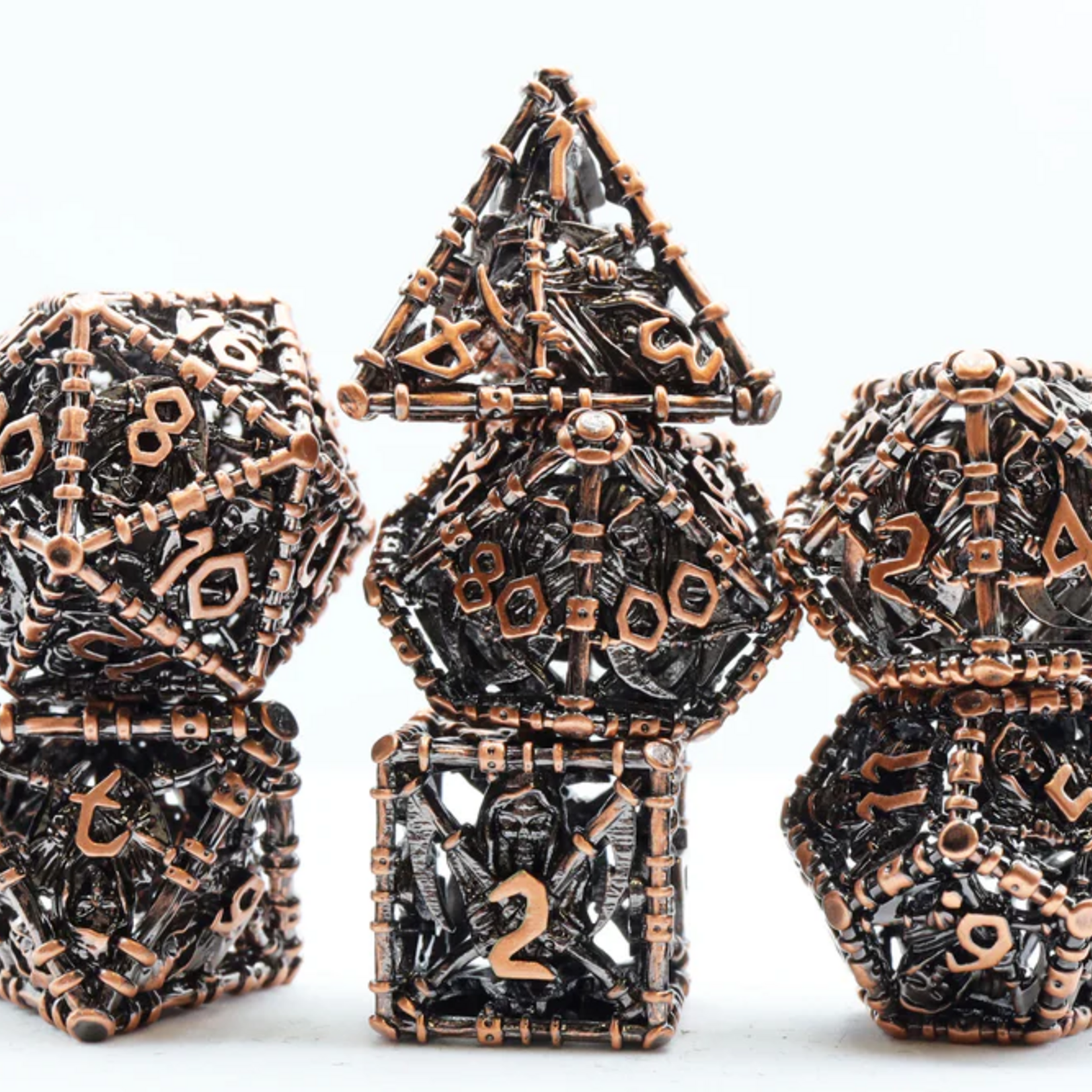 Foam Brain Games Grim Scythe Copper Metal RPG dice 7 die set