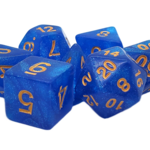 Old School Dice Old School Galaxy Blue Shimmer w/ Gold RPG Dice 7 die set